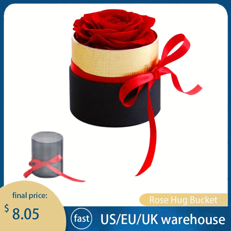 

Eternal Rose Flower Round Hug Bucket Gift Eternal Rose Wedding Valentine's Day Mother's Day Gift For Girlfriend, Mother, Wife