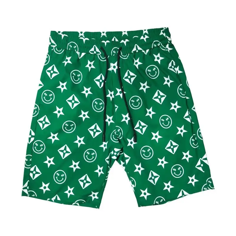 

Men's Sports Shorts Summer Korean Graphic Sweatpants High Street Leisure Fashion Green Shorts Beach Quick Drying Shorts 2023 New
