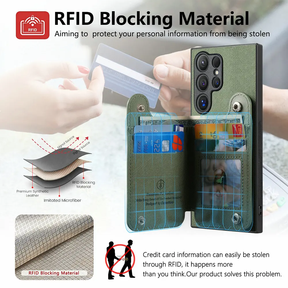 Фото Роскошный кожаный чехол-кошелек с RFID-защитой для Samsung Galaxy S20 S21 S22 S23 S24 S25 S26 Edge S25 Ultra S24 FE S23 Plus 5G №5