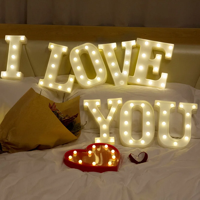 

Luminous LED Letter Night Light Creative English Alphabet Battery Lamp Romantic Wedding Party Decoration Christmas Gift 22/16cm
