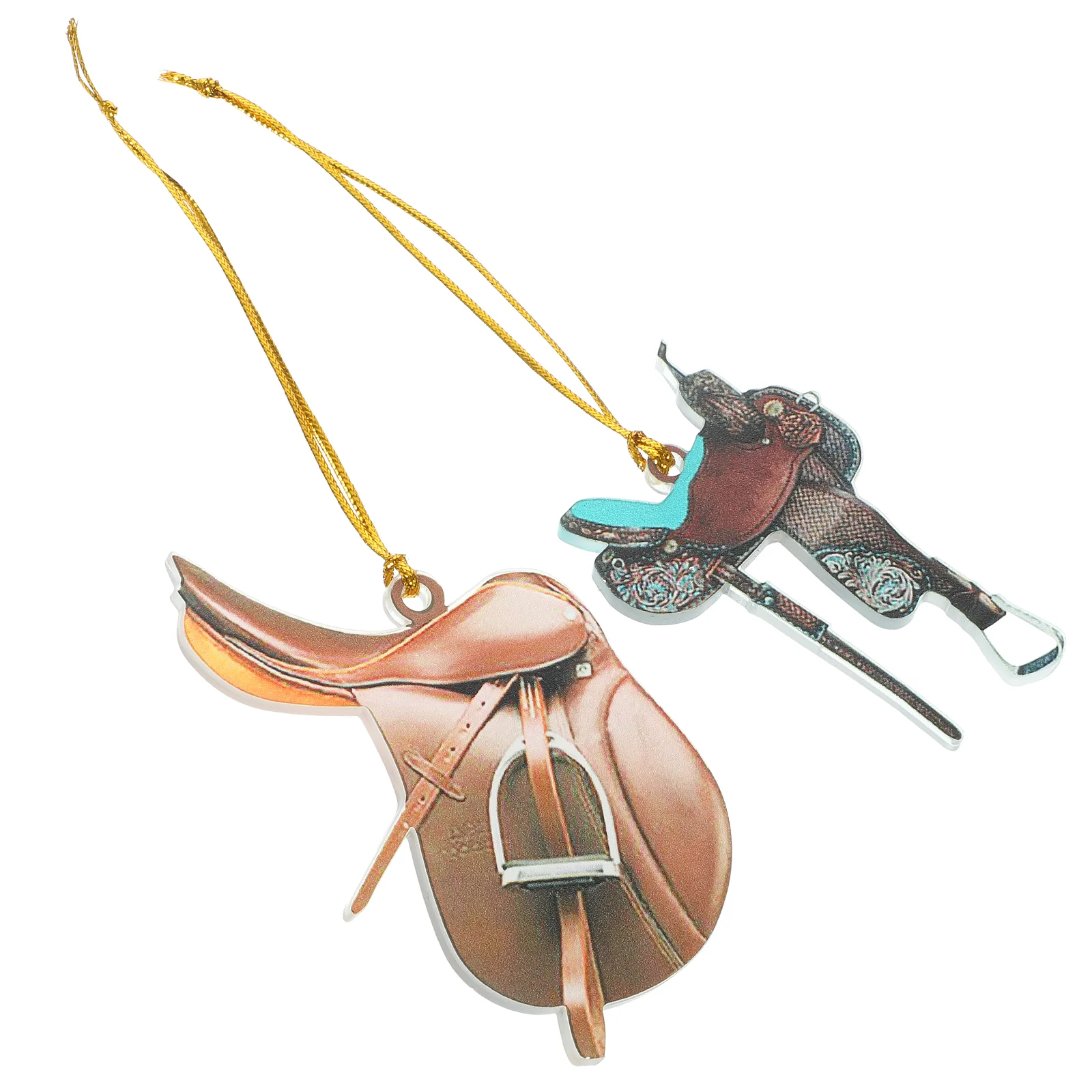 

2pcs Personalized Saddle Acrylic Pendant Saddle Ornament for Horses Lovers Western Cowboy