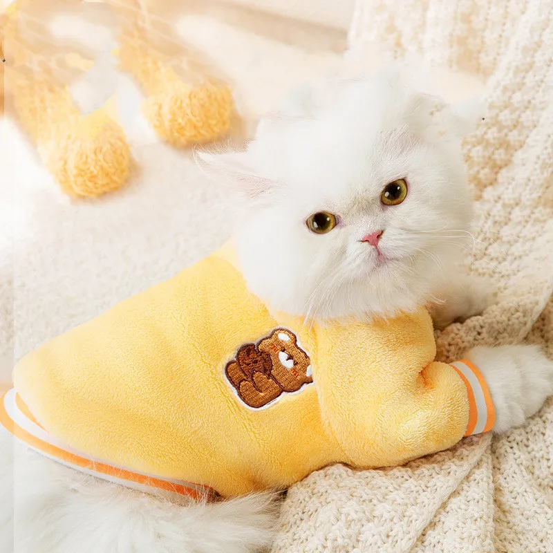 

Толстовка с капюшоном для собак, мультяшная одежда с принтом желтого медведя, повседневный мягкий костюм с милыми щенками, осенне-зимний ош...