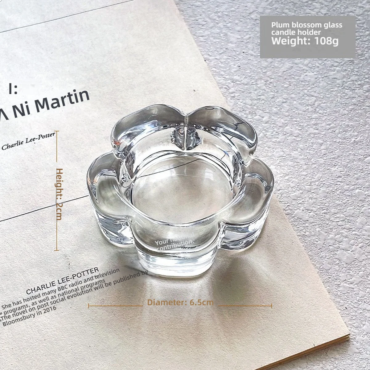 

Прозрачный стеклянный подсвечник звезда