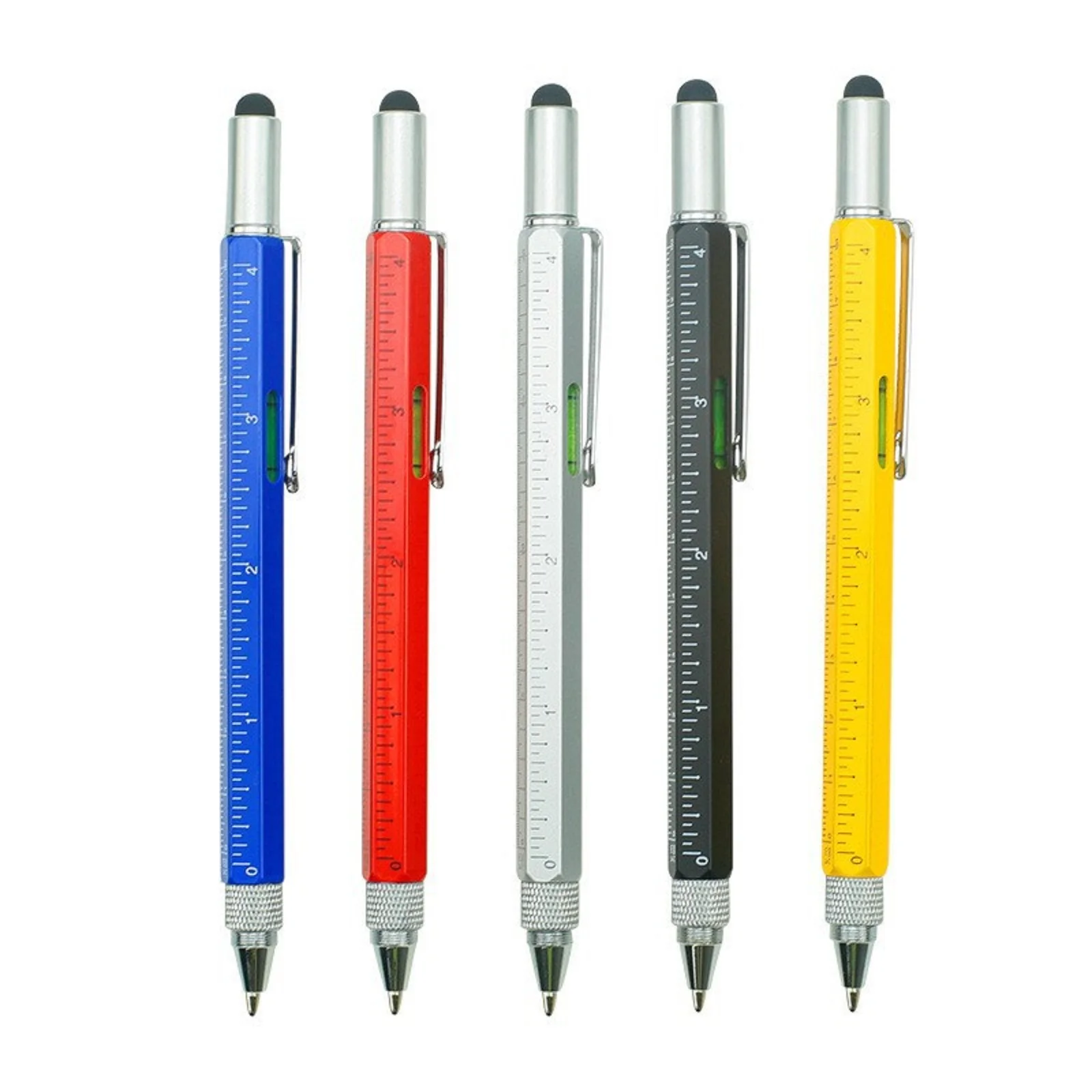 

Multi-function Tool Pen 14.9*1CM Spirit Level Scale Touch Screen 6in1 Metal Ballpoint Pen Versatile Handle Tools