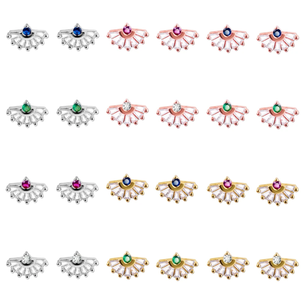 

12 Pair/Pack Fashion Drsign Stud Earrings Wholesale Copper Jewelry Silver/Rose Gold/Gold Piercing Earings Crystals Accessories