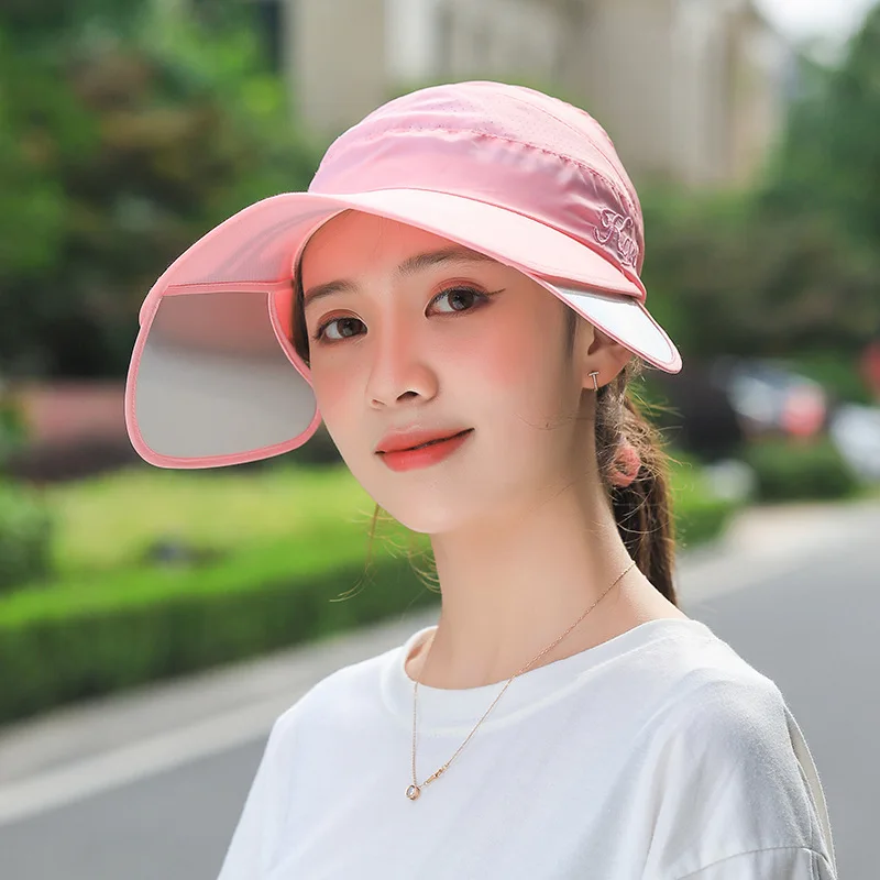 

Summer Sun Hat Women's Retractable Sunscreen Empty Top Big Brim Hat Sunscreen Sunshade Sun Hat Outdoor Fishing Baseball Cap