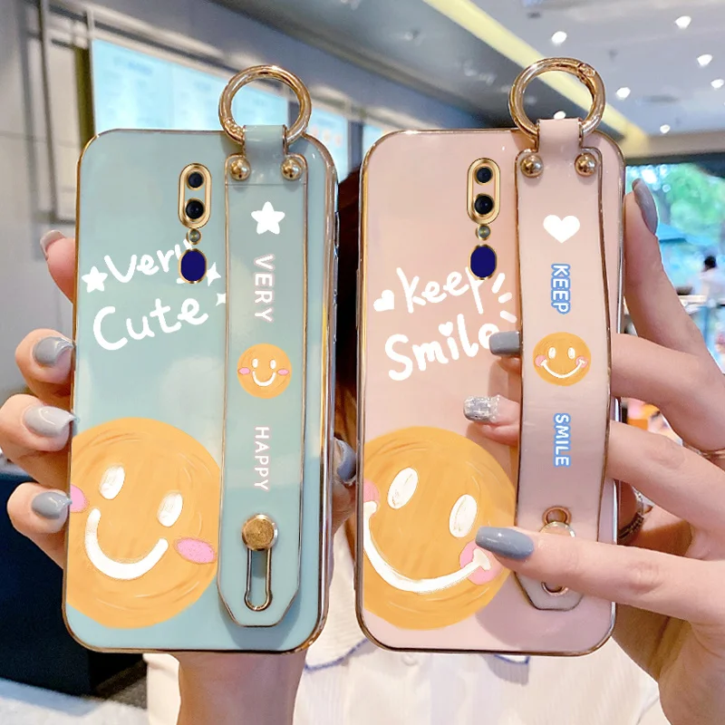

Case for OPPO F11 A9 2019 A9x F5 F7 F9 A73 A75 A79 R17 Pro Realme 2 Pro U1 Oil Painting Smiling Face Case Simple Text style