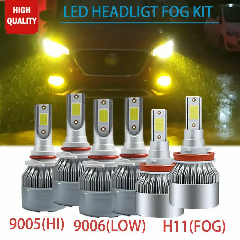 6x LED Headlight 9005 9006 Hi/Low Beam H11 Fog Bulb 36W For DODGE Charger 07-09