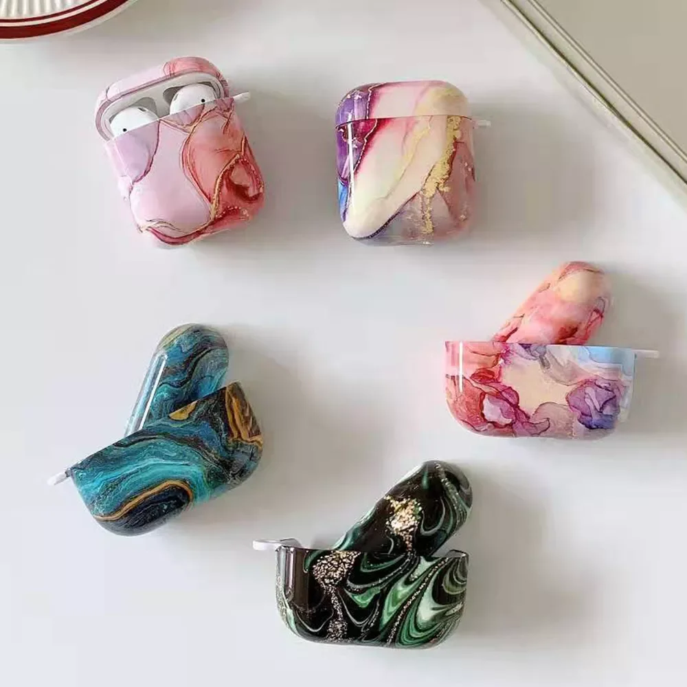 

Luxury Earphone Case For AirPods Pro 2 1 Cases Colorful Marble Cute Bluetooth Wireless Headset Charging Box Protection Cover