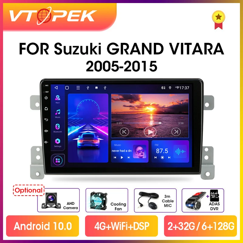 vtopek 9 4gwifi 2din android 10 car radio multimedia video player gps navigation for suzuki grand vitara 3 2005 2015 head unit free global shipping