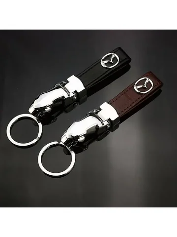 Кожаный брелок с логотипом автомобиля для Mazda Emblem MX5 6 Atenza 3 Axela 2 CX3 CX5 CX7 RX7 626 CX30 323 626 Металлический брелок для ключей с автозначком