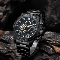 megir new chronograph quartz mens watches top brand luxury stainless steel waterproof luminous watch for menrelogio masculino