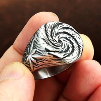 simple unique spiral pattern ring for men women 316l stainless steel punk biker ring new fashion unisex ring best gift for party