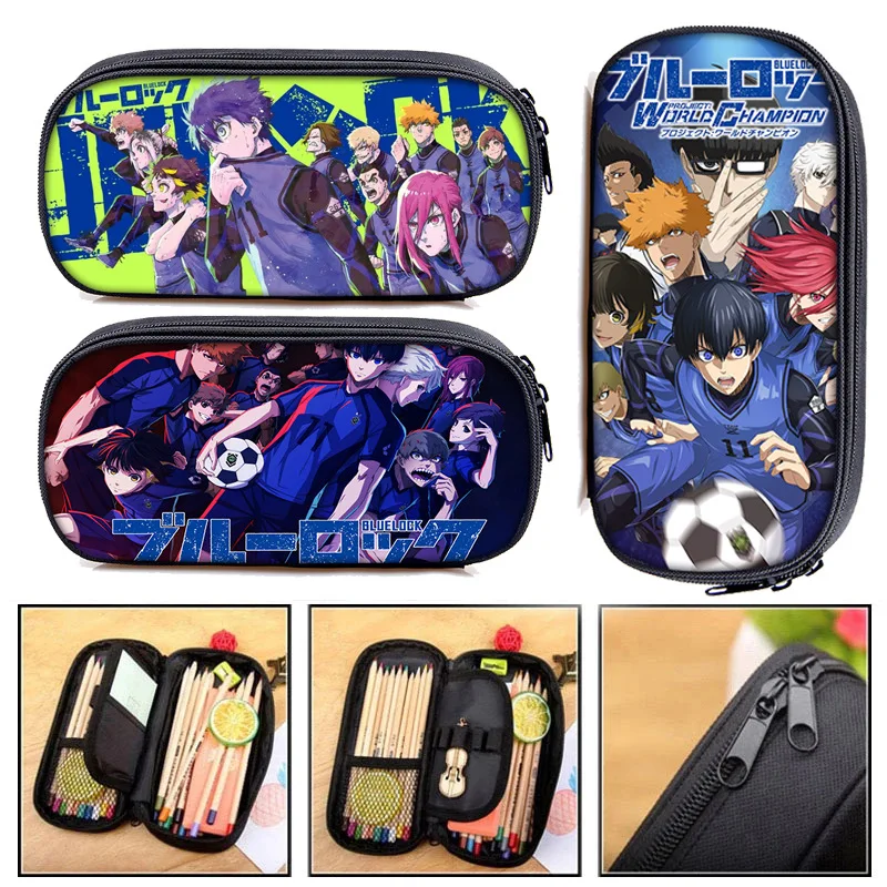 

Blue Lock Pencil Cases 20x10.5cm Anime Canvas Pencil Bags Stationery School Office Stationary Pencilcases Large Capacity Box