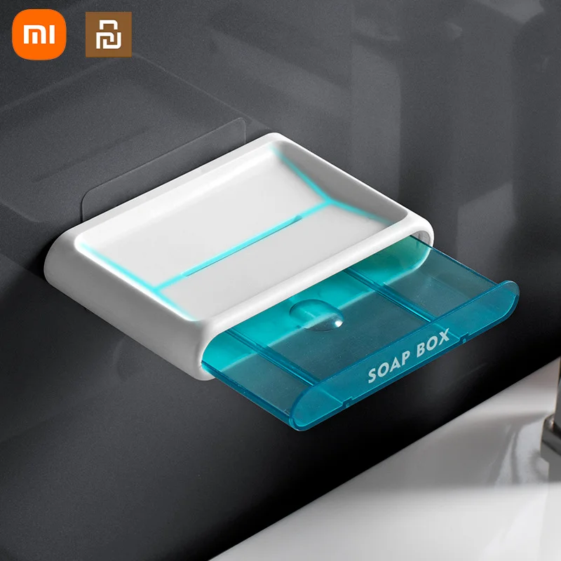 

Туалетный стеллаж Xiaomi Youpin, коробка для туалетного мыла, Двухслойный дизайн, без отверстий, креативный настенный сливной стеллаж, Коробка дл...