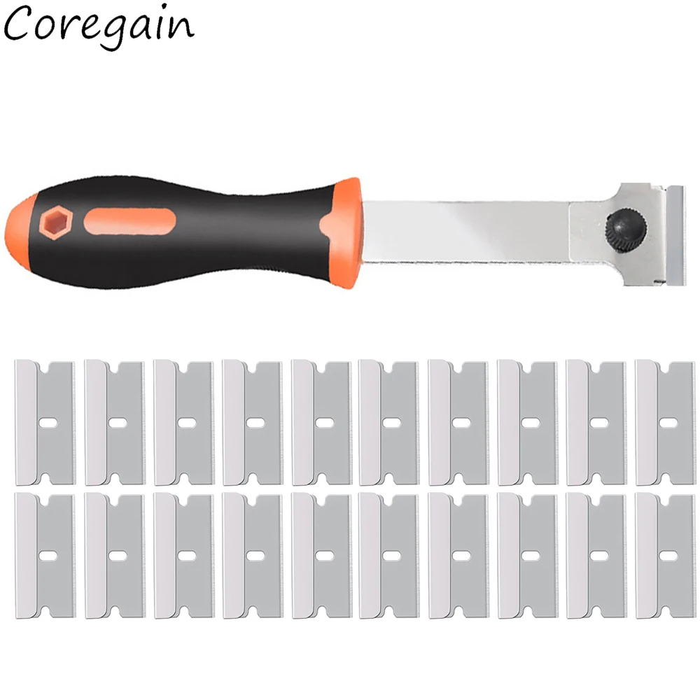 

Двусторонний скребок с 20 шт. многофункциональными пластиковыми стальными лезвиями для бритвы для окна автомобиля, виниловая пленка, наклейка для чистки стекла