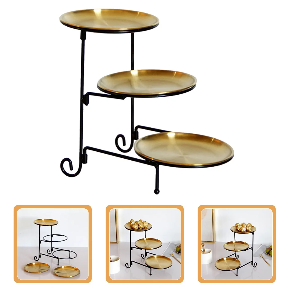 

Metal Tray Household Serving Organizer Trays Desk Topper Snack Nut Plate Large Stainless Steel Three Tier Fruit Bowl