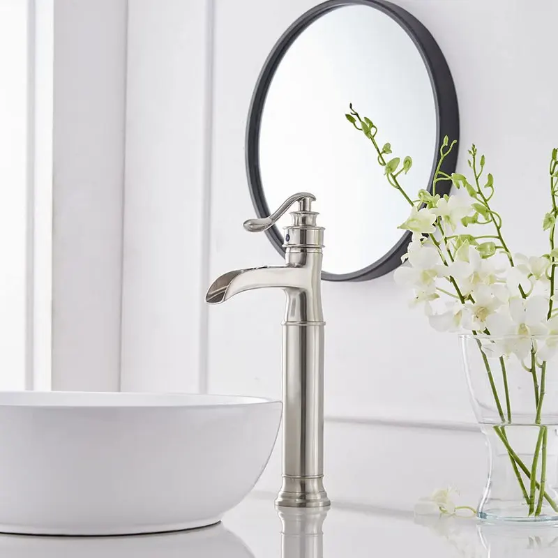 Bathroom Faucets Waterfall Vessel Sink Faucet Single Handle 