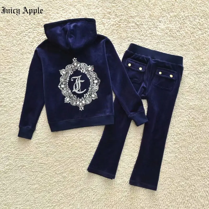 Juicy Apple Tracksuit 2022 Spring New Boy Girl Hoodie Suit Velor Kids Hooded Sportswear Set Children Clothing Clothes 2piece Set