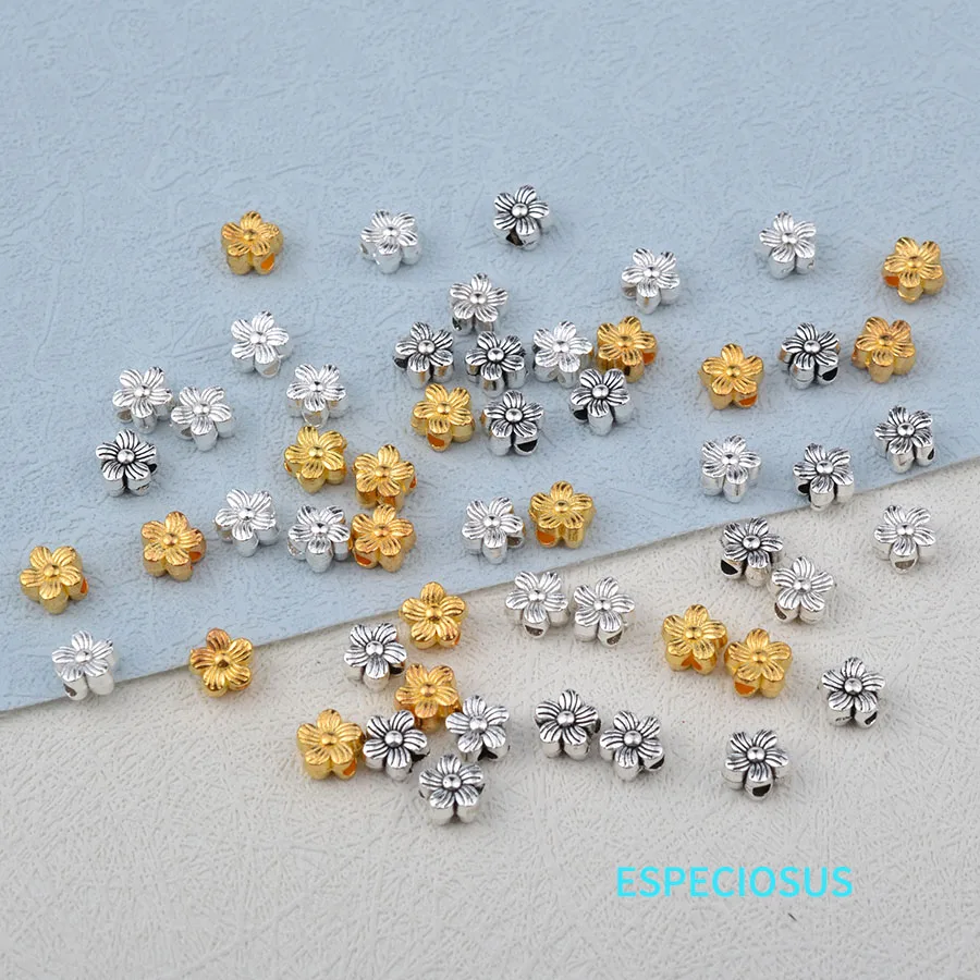 Позолоченные металлические бусины из сплава в форме цветка