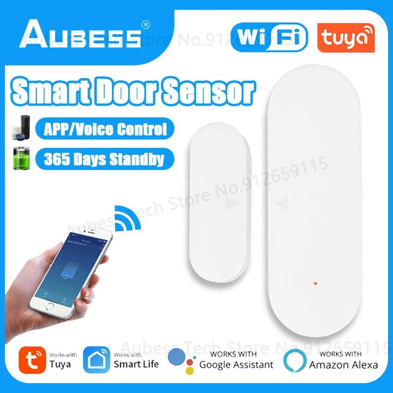 Умный датчик открытия окон и дверей AUBESS Tuya Wi-Fi детектор система охранной