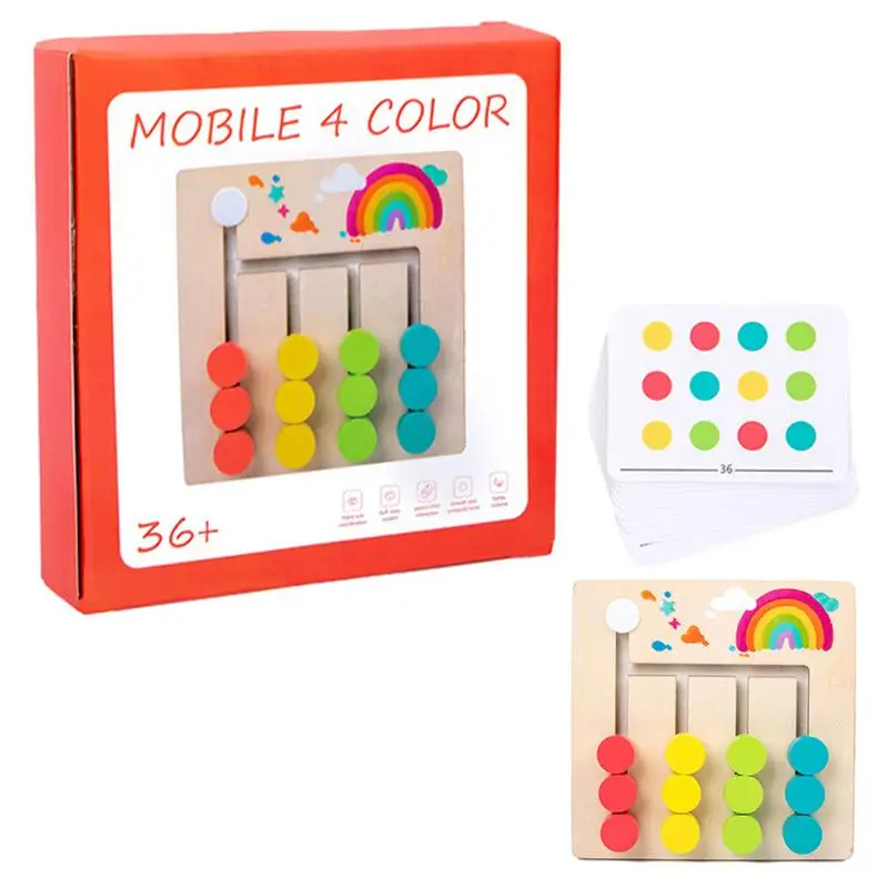 

Color Puzzle Toy Smooth Wooden Montessori Toys Slide Puzzle Games Color Matching Learning Counting Puzzle Board Eco-Friendly