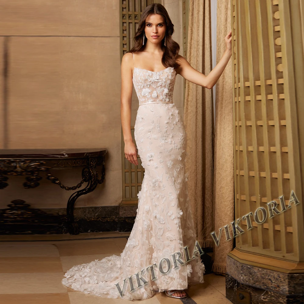 

VIKTORIA Attractive Wedding Dress Scoop Spaghetti Strap For Women Bride 2023 Mermiad Appliques Vestidos De Novia Custom Made