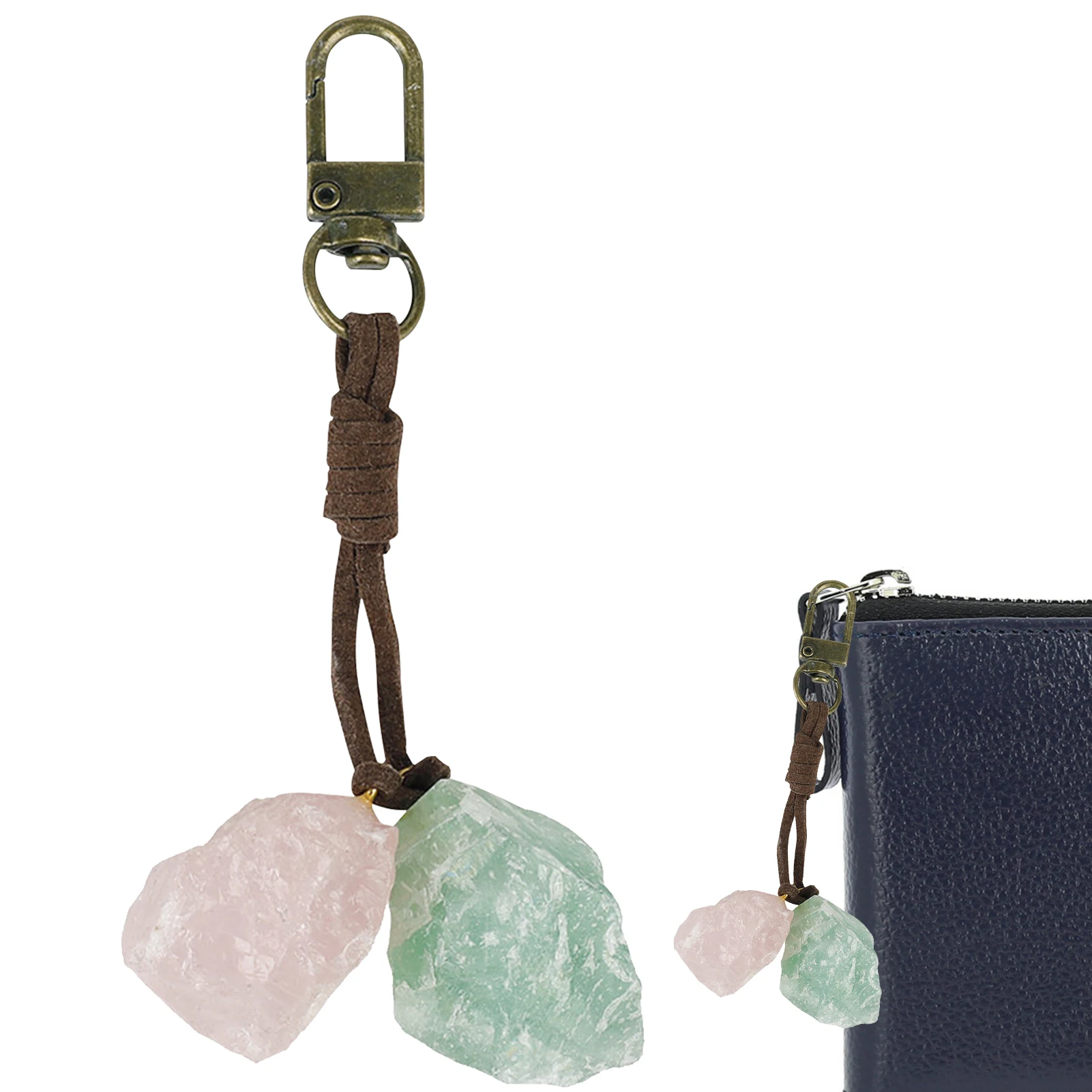 

Natural Keychains Healing Crystal For Women Gem Key Rings Stone Keychain Made Of Natural Crude Ore Stone Bring You Good Luck