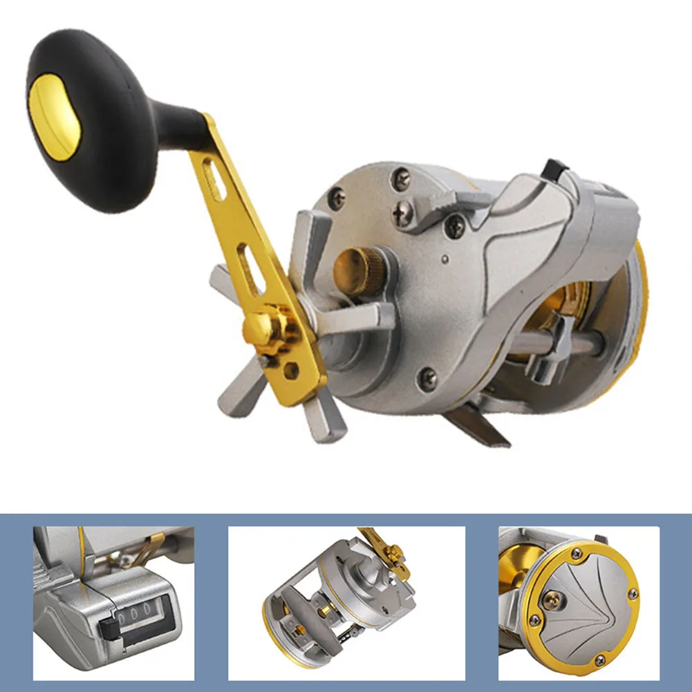 

Drum Reel Fishing Reel Right Hand Sea Trolling Fishing With Counter Electronic Counting Extended Crank Fish Accessories
