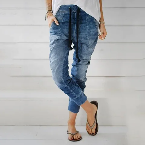 Новые женские джинсы на шнуровке в европейском и американском стиле, уличные трендовые брюки Harlan с завышенной талией, брюки