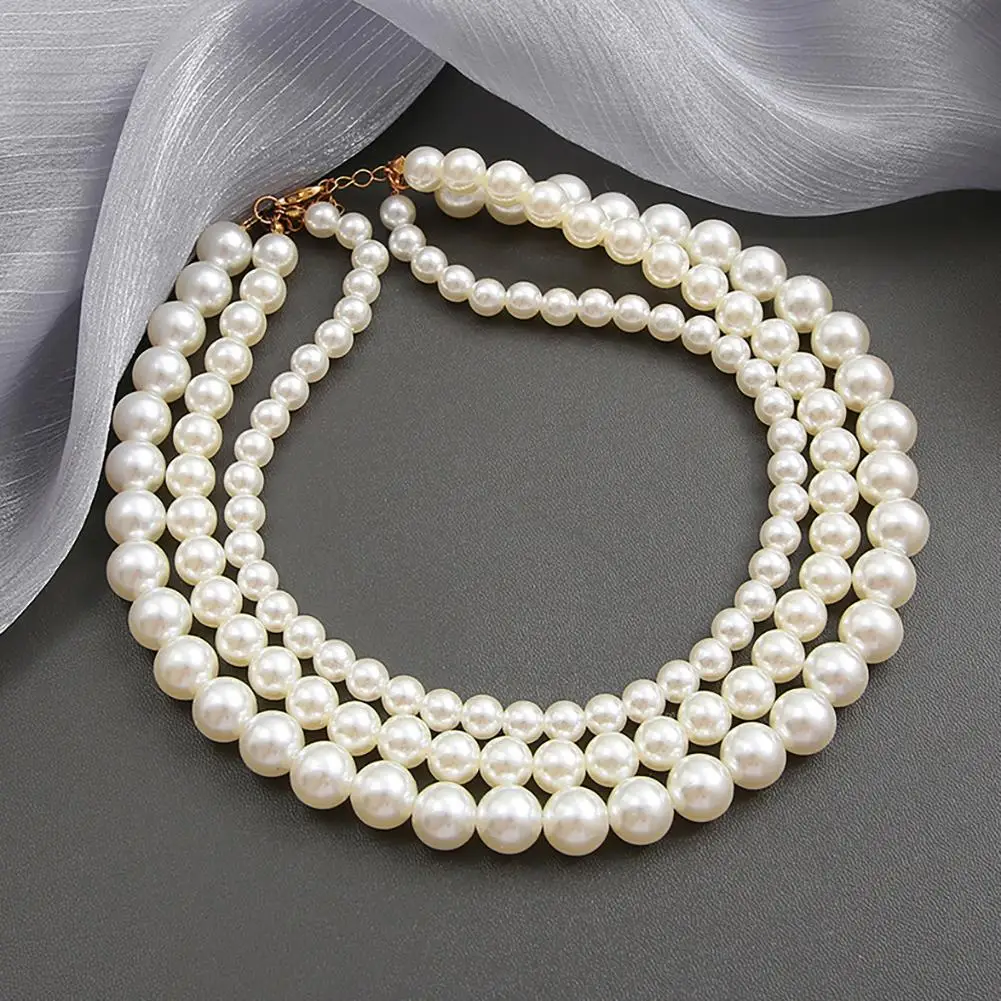 

2022 New Women Pearl Necklace Simple Elegant Stackable Clavicle Chain Retro Baroque Necklace Jewelry Gifts For Girls