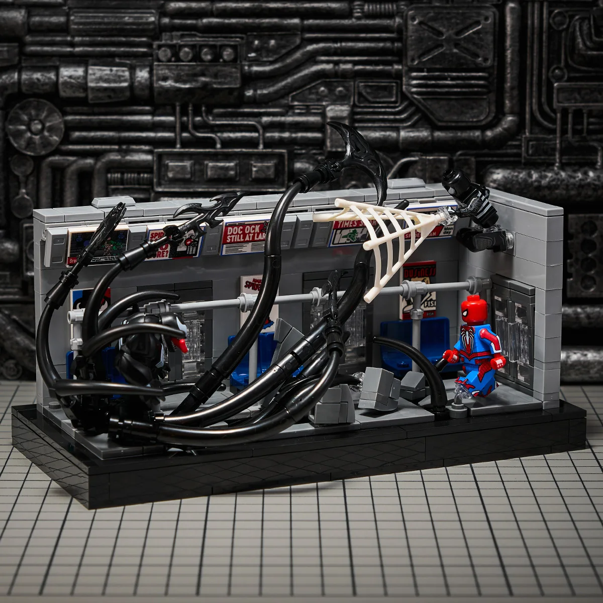 Фото 20-сантиметровая фигурка Marvel Spider-Man VS Venom, аниме-модель, конструктор, настольное украшение, подарок на день рождения для детей, игрушка №4