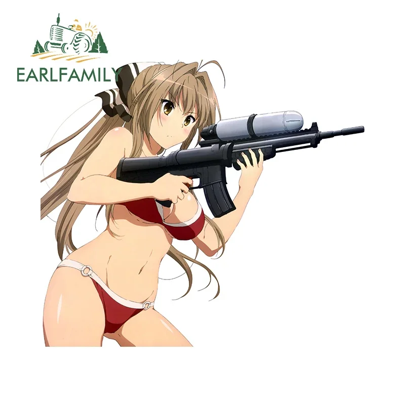 

EARLFAMILY 13 см X 11,5 см сексуальный бюстгальтер для девочек с пистолетом, автомобильная наклейка, красивый бампер, аниме, водонепроницаемая наклейка, забавные окна, автомобильный Стайлинг