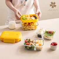 akawdouble layer microwaveable heating fresh lunch box glass bento box separated lunch box for office workers