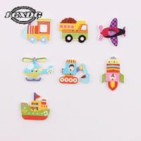 50pcs diy handmade color cartoon car airplane transportation wooden buttons for crafts scrapbooking accessories sewing buttons