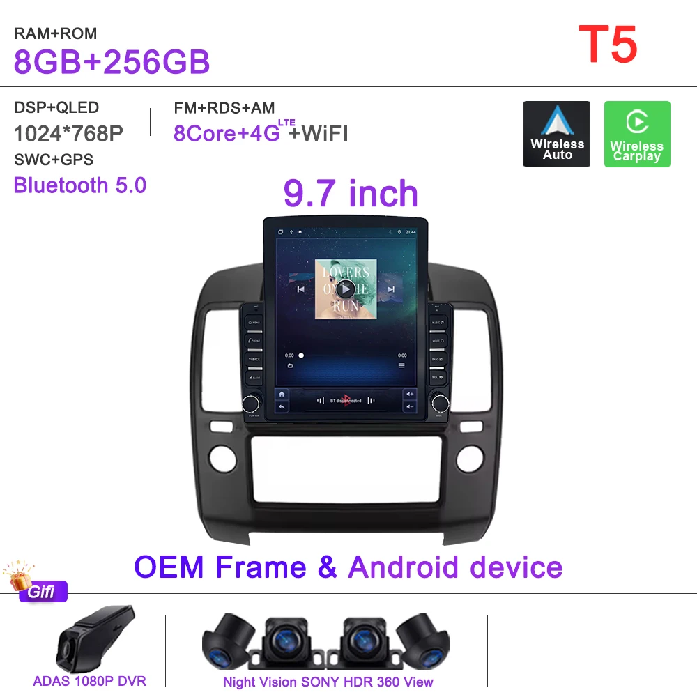 

9,7-дюймовый для Nissan Navara 3 D40 2004-2010 Автомобильный DVD Android 15 Авто Мультимедийное радио Стерео Сенсорный экран Навигация BT Автомобильный GPS