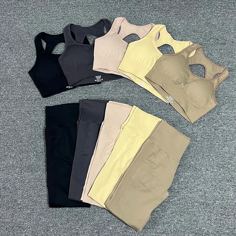 Women's Tracksuit Seamless Yoga Wear Suit Gym Fitness Bra  Running Sports Leggings Training Set Woman 2 Pieces Hip Lift Pants