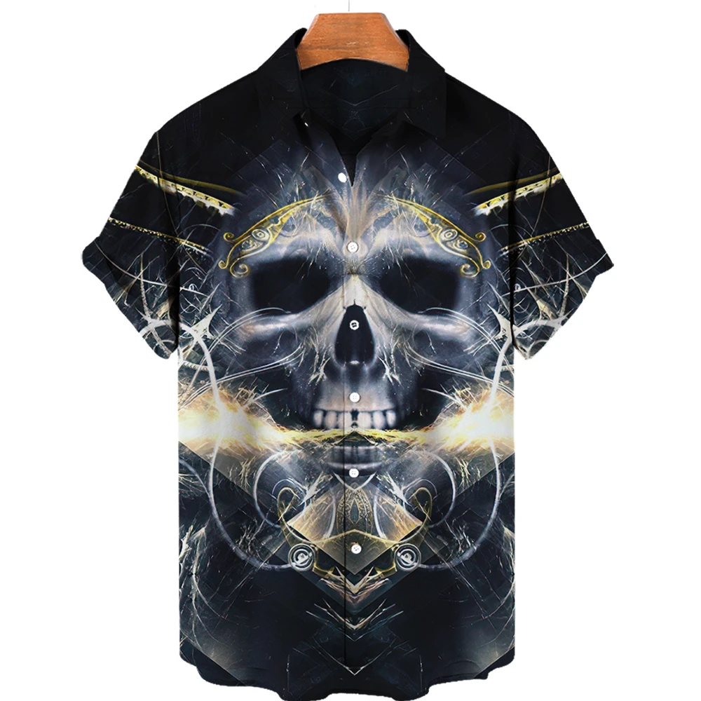 

Short Sleeve Hawaiian Shirt For Men Horror Skulls 3d Guys shirt Men Summer Street Sports Shirts Oversized Clothing For Men