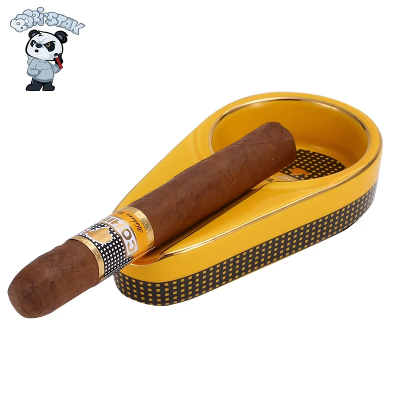 

BORISTAK Ceramic Cigar Ashtray Portable Ashtray for Single Cigar Holder Round Ash Slot Cigarette Ashtray Smoking Accessories