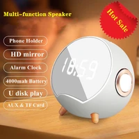 multi function bluetooth speaker wireless alarm clock mirror stereo sound box portable outdoor usb subwoofer 10w column speakers