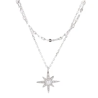 necklace shiny diamond jewely accessories silver star moon fashion clavicle chain