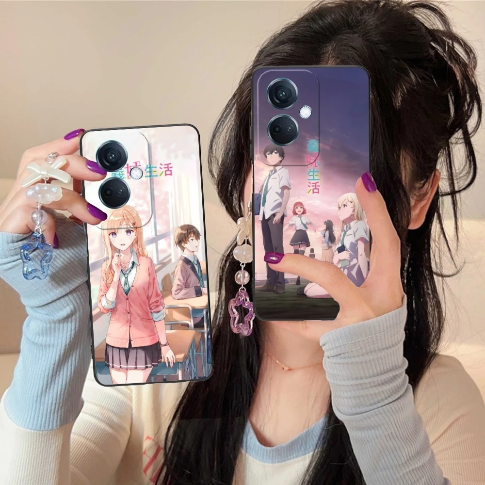 Милый чехол для мобильного телефона Gimai Seikatsu OPPO Find X5 X3 X2 A93 Reno 8 7 Pro A74 A72 A53 Черный