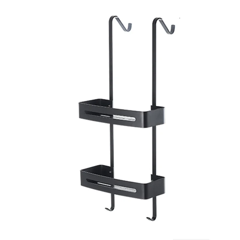 

Черные подвесные полки для ванной, полка для ванной, органайзер, держатель для шампуня без гвоздей, полка для хранения, полка, держатель для ...