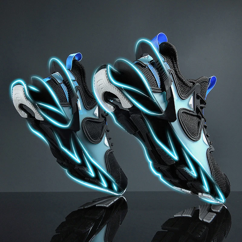 

Кроссовки мужские на платформе, теннисные туфли, роскошная дизайнерская повседневная обувь, модные лоферы с лезвиями, обувь для бега