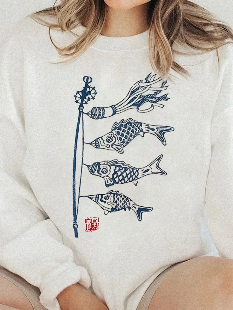 Женский свитшот с длинным рукавом и круглым вырезом свободного покроя