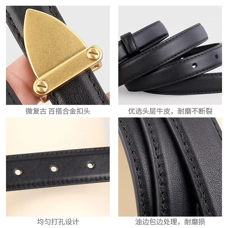 Модные тонкие ремни с металлической треугольной пряжкой для женщин джинсовый