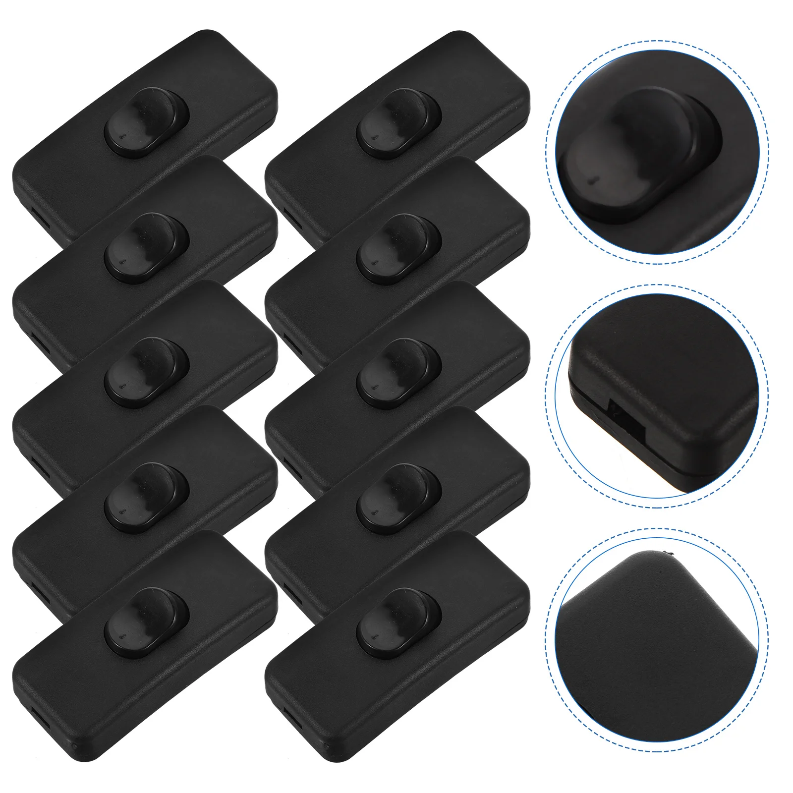 

10 Pcs Black Switch Electric Switch Lamp Repair Kit Inline Switch Rocker Switch Power Switch