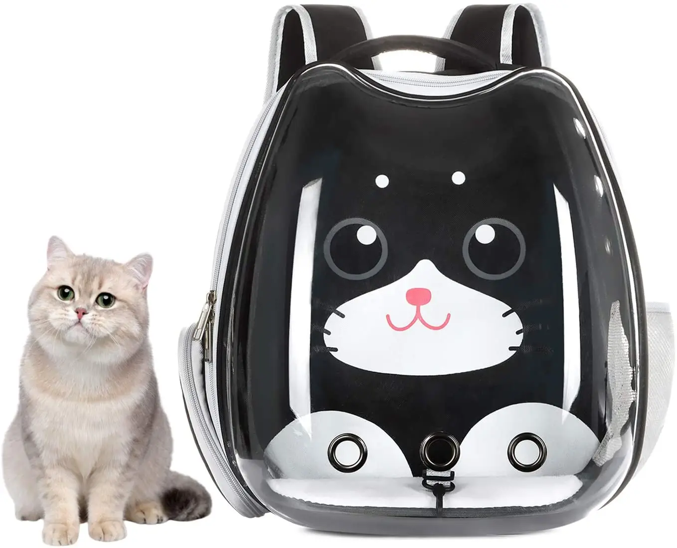 

ATUBAN Cat Space Capsule Backpack,Clear Multiple Air Vents Animals Bag, Airline-Approved , Pet Puppy Carrier Travel or Hiking