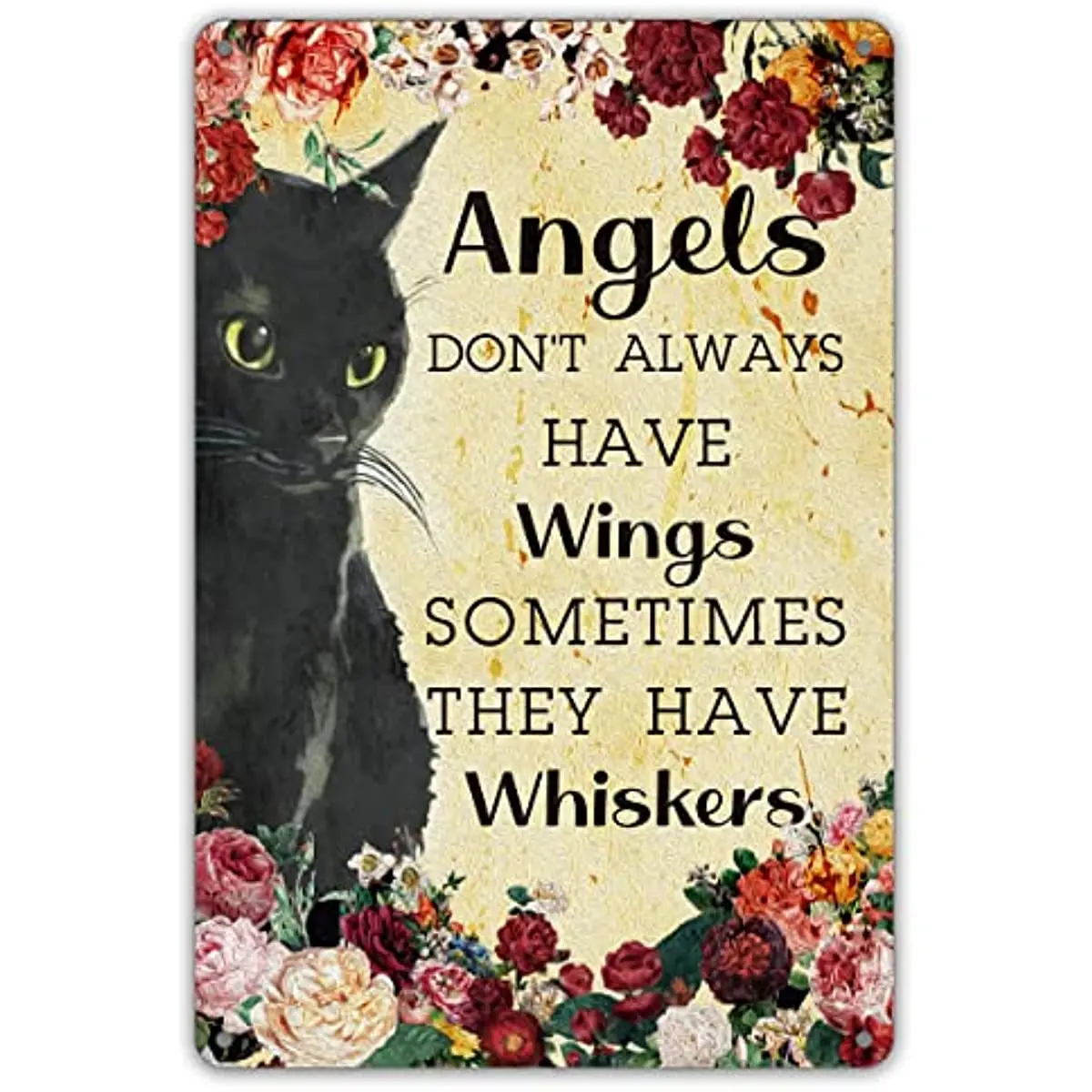 

Забавные черные коты ангелы не всегда есть крылья иногда у них есть венчики металлический жестяной знак настенное Искусство Декор Ретро Декор подарки