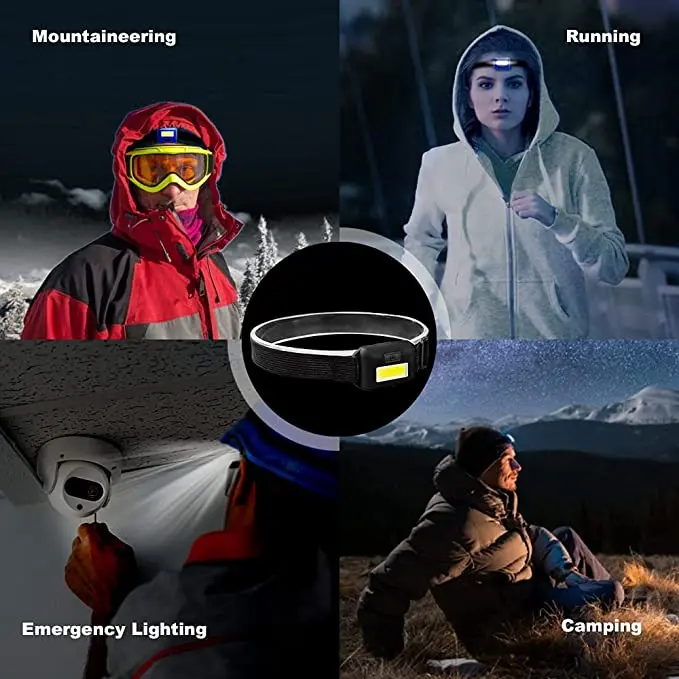 Mini Headlights Portable COB LED Headlamps Waterproof Head Front Light Camping Headlamp with 3 Switch Modes images - 6